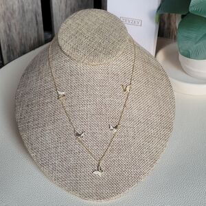 ZEYZEY 18k gold plated sterling silver butterfly necklace 16" + 2"